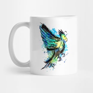 Blue Watercolor and Ink Parrot Mug